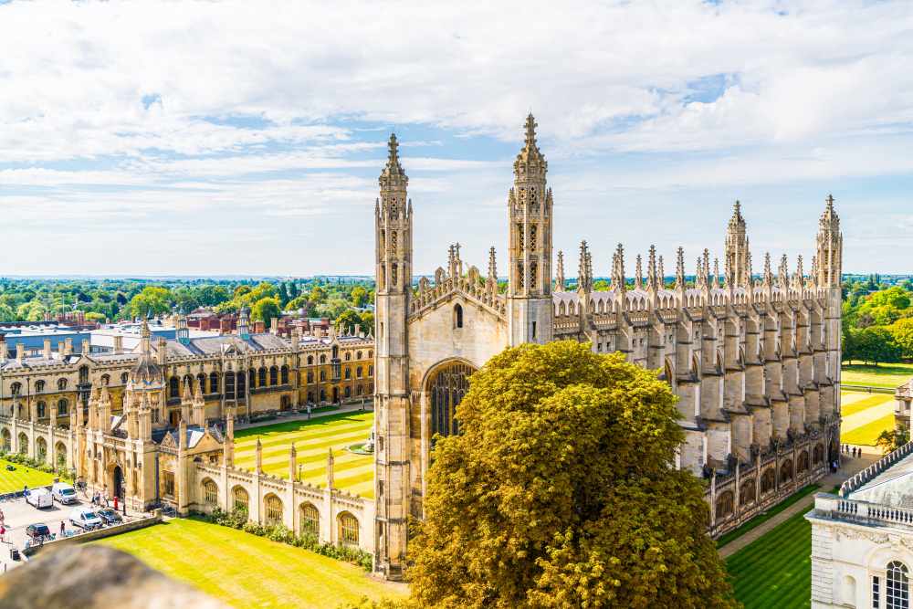 High angle view of the city of Cambridge, United Kingdom