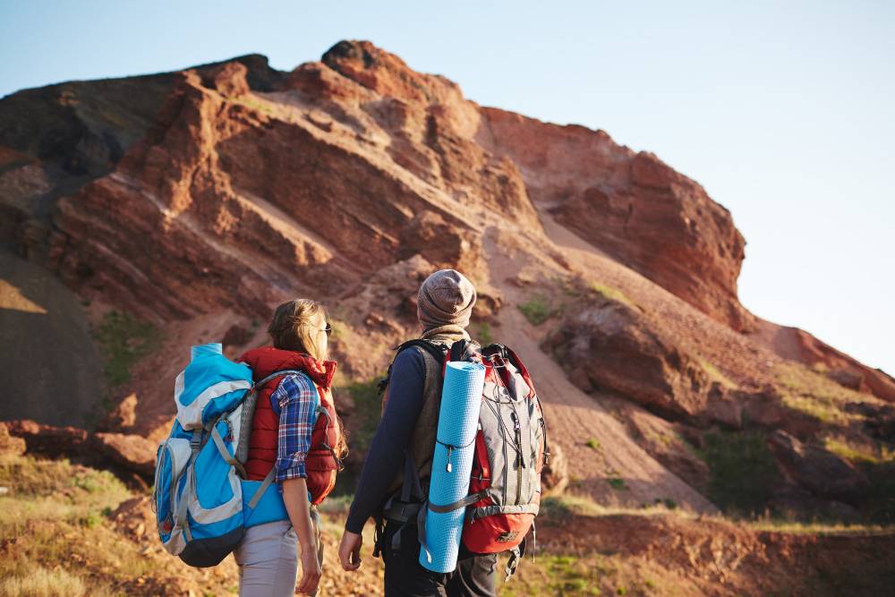 two student hiking in USA
